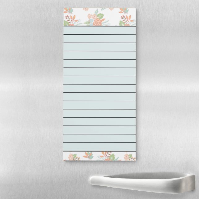 Blue and orange floral magnetic notepad (In Situ)