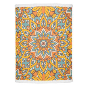 Blue and Orange Floral Mandala Lamp Shade