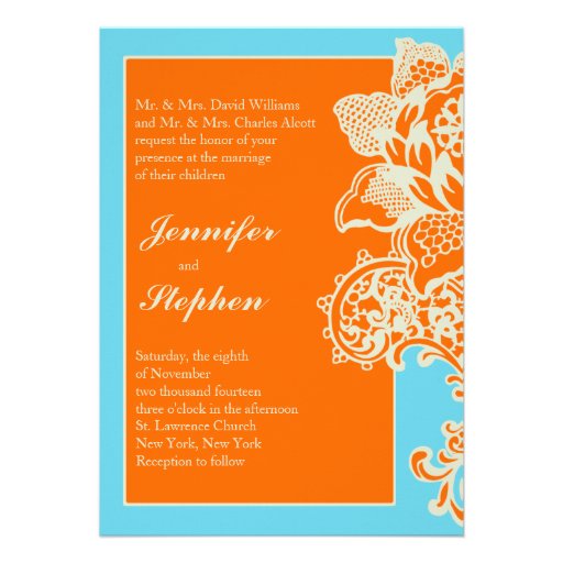 Blue And Orange Wedding Invitations 9