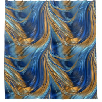 Blue And Orange Flow Shower Curtain by Rainbow_Pixels at Zazzle
