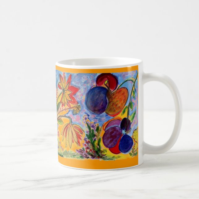 Blue and orange flower mug (Right)