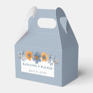 Blue and Orange Flowers Light Blue Wedding Favor Favor Boxes