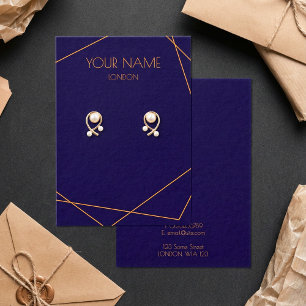 Blue and orange geometric earring display card
