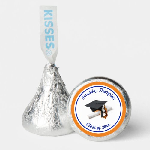 Blue and Orange Graduation Cap and Tassel Hersheys Kisses