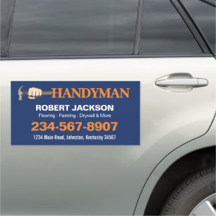 Blue and Orange Handyman Repair Service Car Magnet