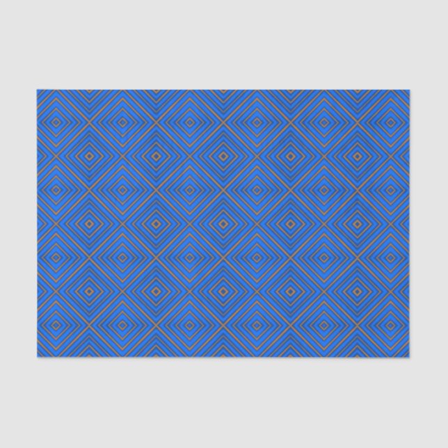 Blue And Orange Hypnotic Diamond Modern Pop Art Tissue Paper (Front)