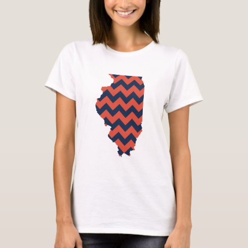 Blue and Orange Illinois Chevron Stripes T_Shirt