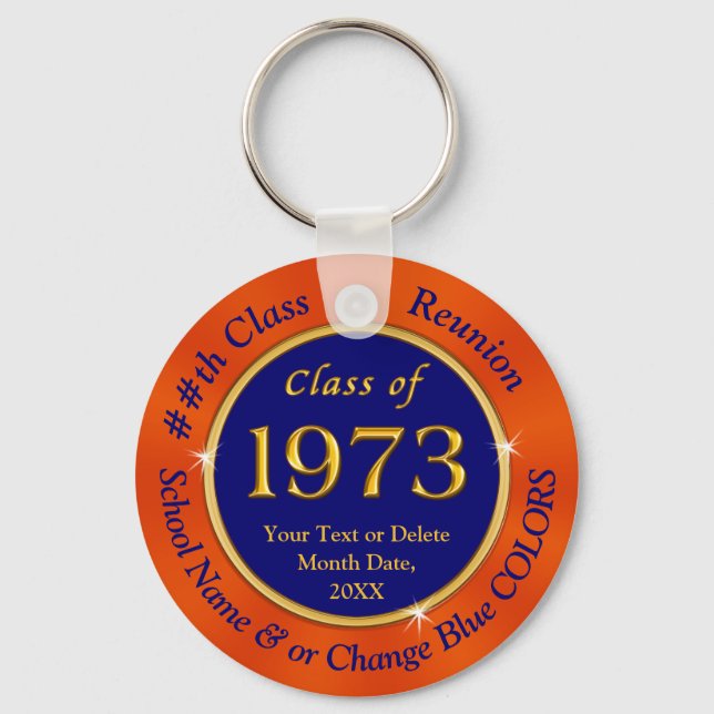 Blue and Orange, Inexpensive, Class Reunion Favors Keychain (Front)