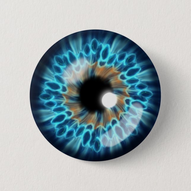 Blue and orange iris eyeball button (Front)