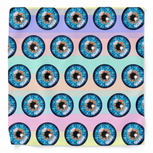 Blue and orange iris eyeball pattern bandana