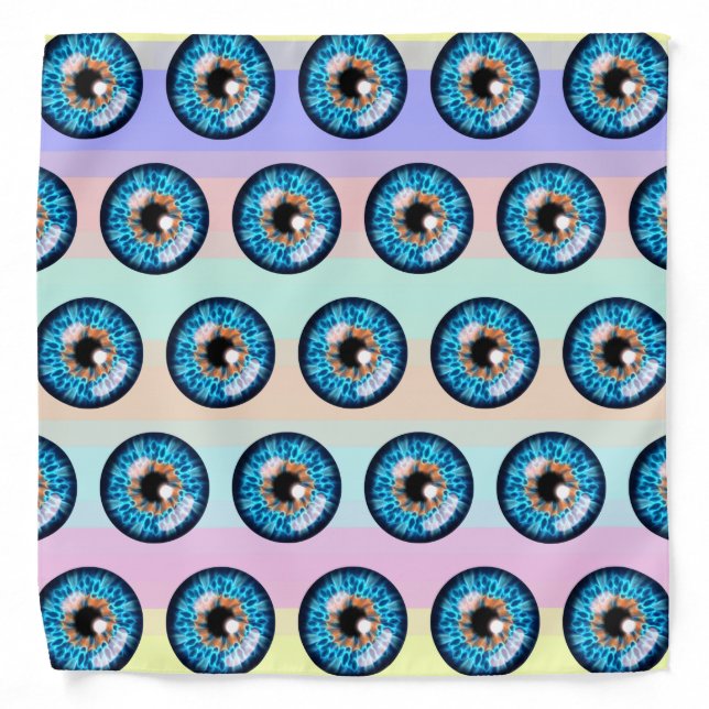 Blue and orange iris eyeball pattern bandana (Front)