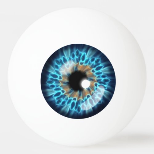 Blue and orange iris eyeball ping pong ball