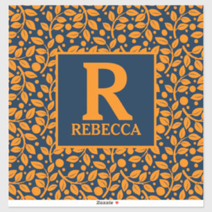 Blue and Orange Leaf Pattern Sticker