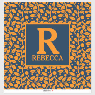 Blue and Orange Leaf Pattern Sticker