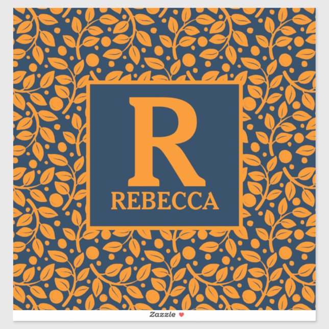 Blue and Orange Leaf Pattern Sticker (Sheet)