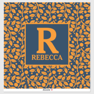 Blue and Orange Leaf Pattern Sticker