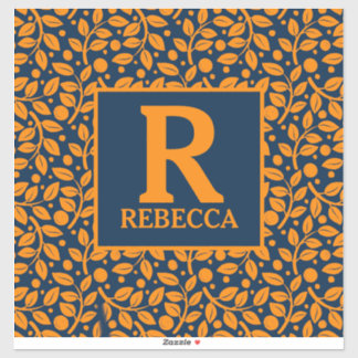 Blue and Orange Leaf Pattern Sticker