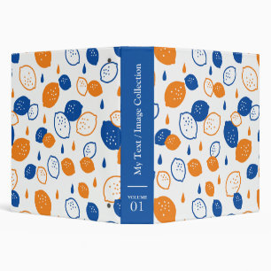 Blue and Orange Lemon Pattern Playful Fruit-Themed 3 Ring Binder