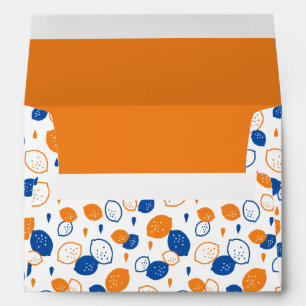 Blue and Orange Lemon Pattern Playful Fruit-Themed Envelope