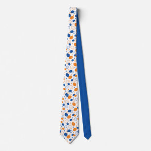 Blue and Orange Lemon Pattern Playful Fruit-Themed Neck Tie