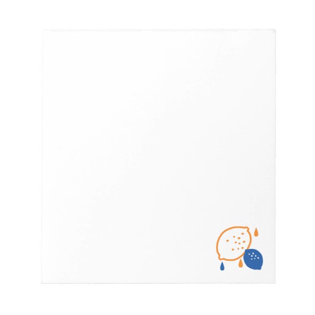 Blue and Orange Lemon Pattern Playful Fruit-Themed Notepad (Front)
