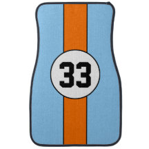 Blue and Orange Livery Racing Stripe car mats