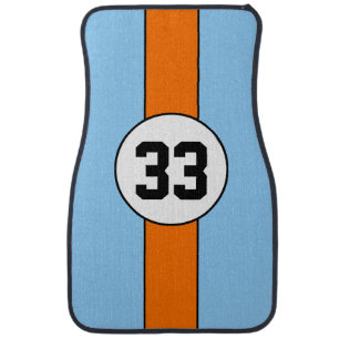 Blue and Orange Livery Racing Stripe car mats