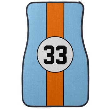 Blue And Orange Livery Racing Stripe Car Mats by inkbrook at Zazzle