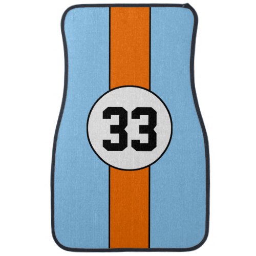 Blue and Orange Livery Racing Stripe car mats