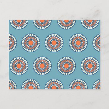Blue And Orange Mandala Decorative Circles Postcard by PrettyPatternsGifts at Zazzle