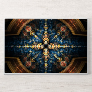 Blue and Orange Modern Medallion Pattern HP Laptop Skin