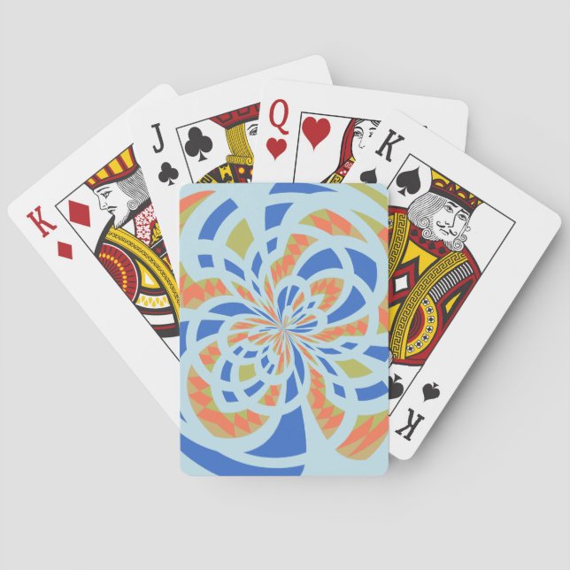 Blue and Orange Mosaic Abstract Art Poker Cards (Back)