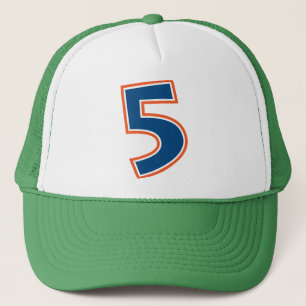 Blue and Orange Number 5 Trucker Hat