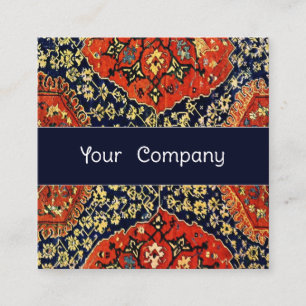 Blue and orange Oriental rug theme Square Business Card
