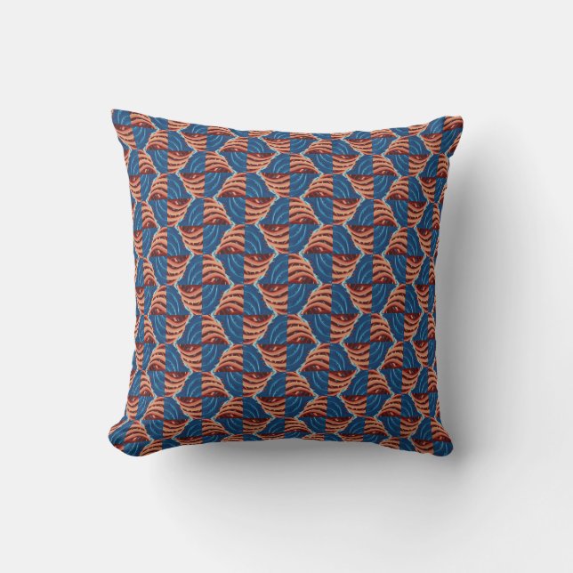 Blue and orange  outdoor pillow (Front)
