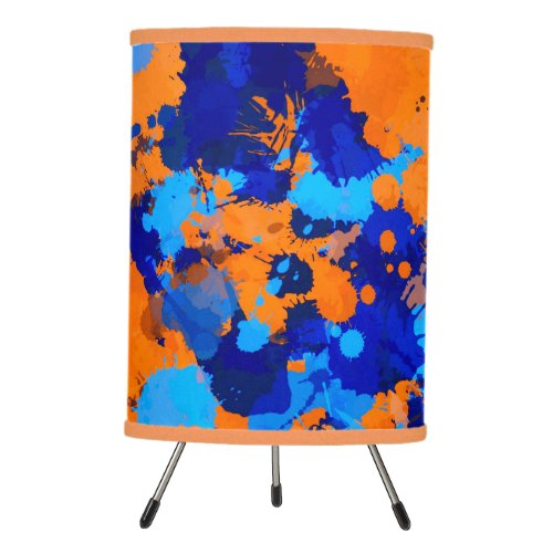 Blue and Orange Paint Splatter Tripod Lamp