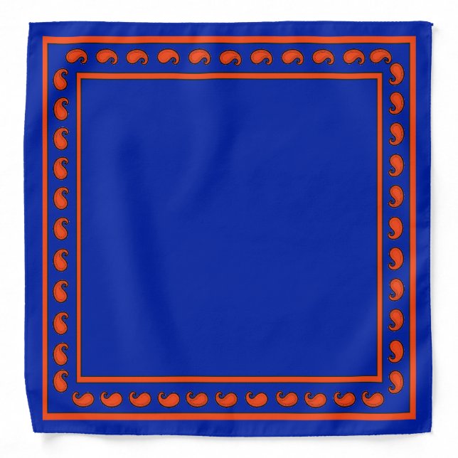 Blue and Orange Paisley Pattern Florida Bandana (Front)