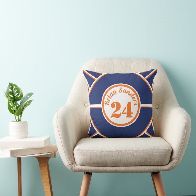 Blue and Orange personalized throw pillow (Chair)