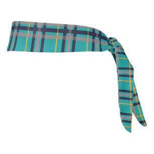 Blue and Orange Plaid Athletic Headband
