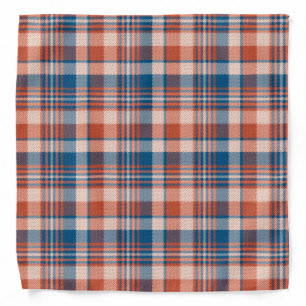 Blue and Orange Plaid Bandana