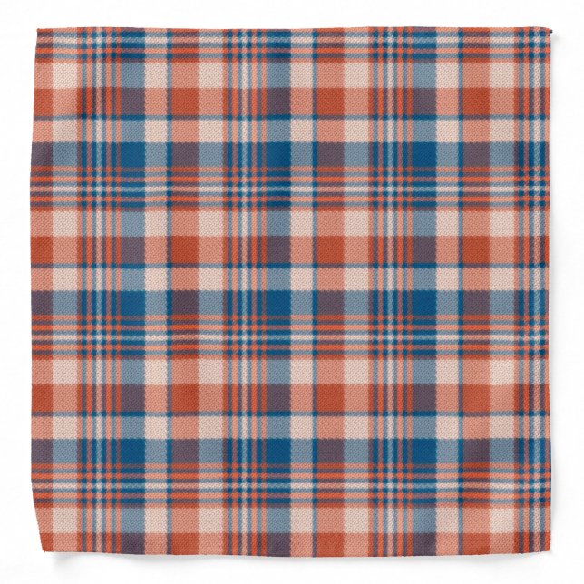 Blue and Orange Plaid Bandana (Front)