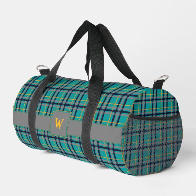 Blue and Orange Plaid Duffle Bag (Right Corner)