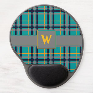 Blue and Orange Plaid Gel Mousepad