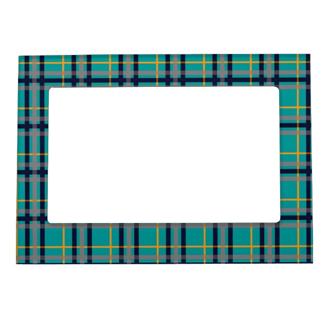 Blue and Orange Plaid Magnetic Frame (Front)