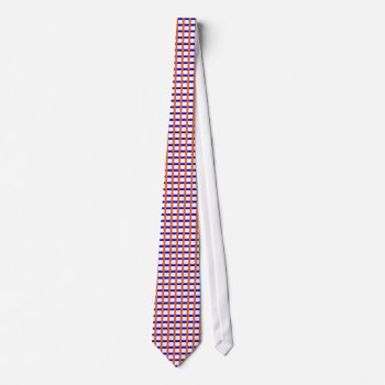 Blue And Orange Plaid On White #2 Neck Tie by freepaganpages at Zazzle