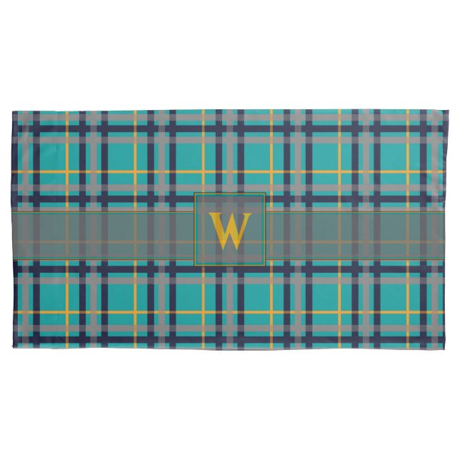 Blue and Orange Plaid Pillow Case (Front)