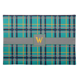 Blue and Orange Plaid Place Mat