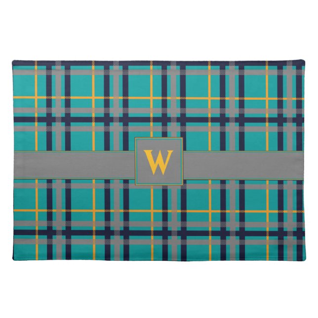 Blue and Orange Plaid Place Mat (Front)