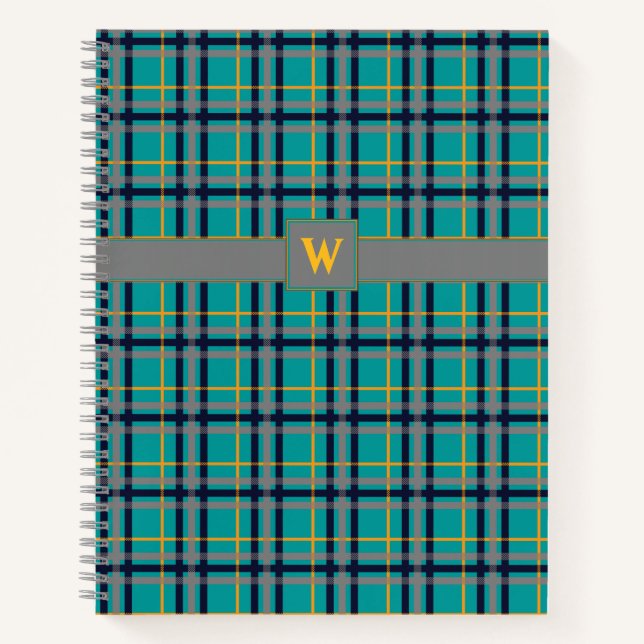 Blue and Orange Plaid Spiral Notebook (Front)