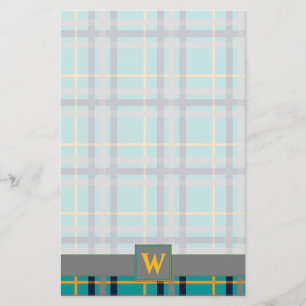 Blue and Orange Plaid Stationery